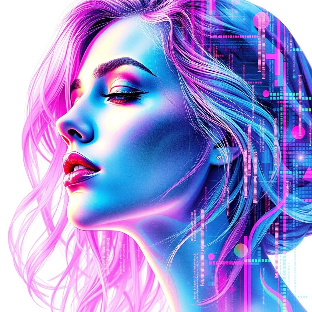 Vaporwave Goddess Shines in a Kaleidoscope of Color