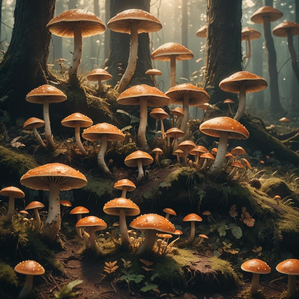 Eerie Bug Family in Fungal Fantasy