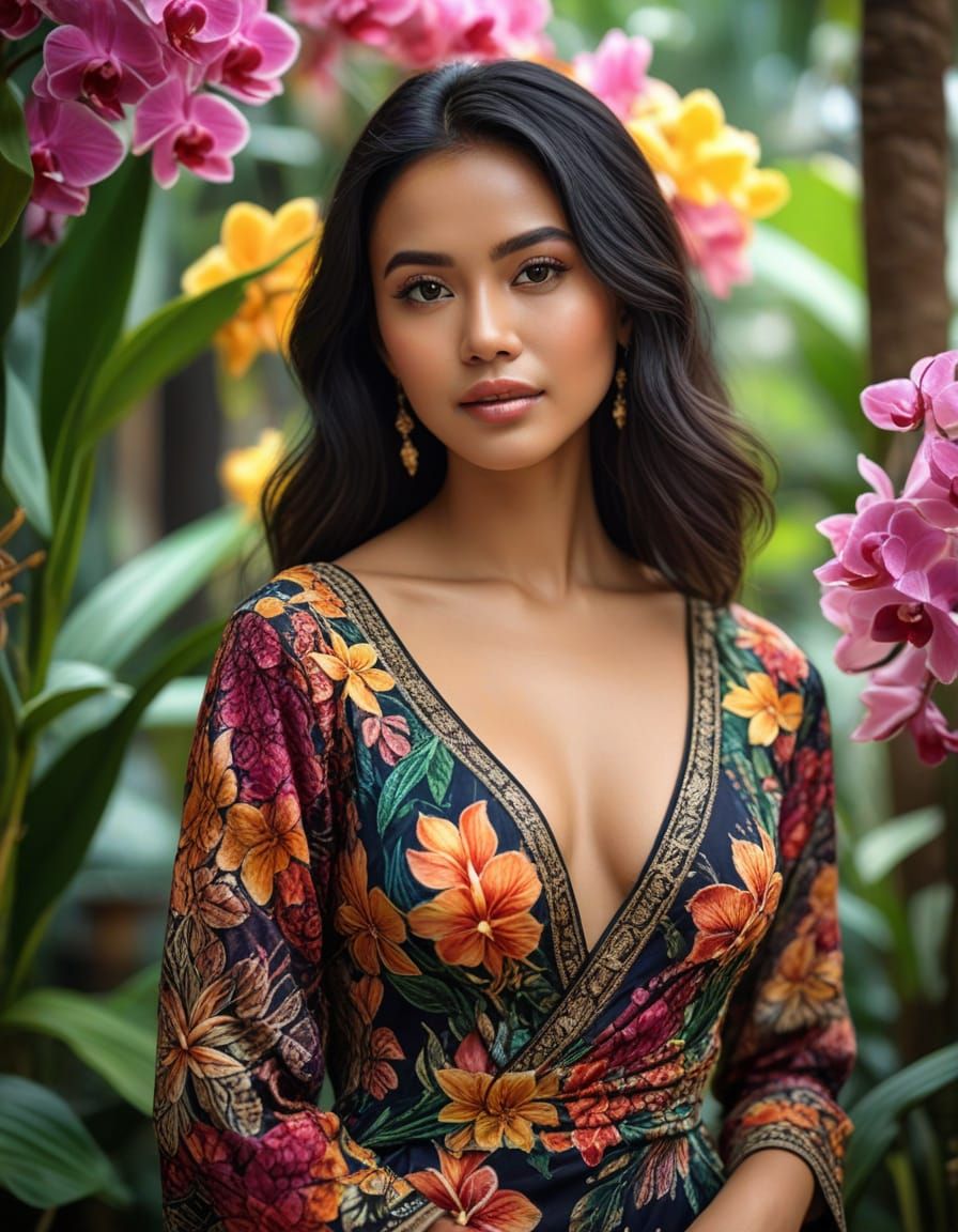 Exotic Southeast Asian Beauty in Vibrant Tropical Market