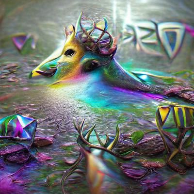Iridescent Deer of Destiny in 8K 3D