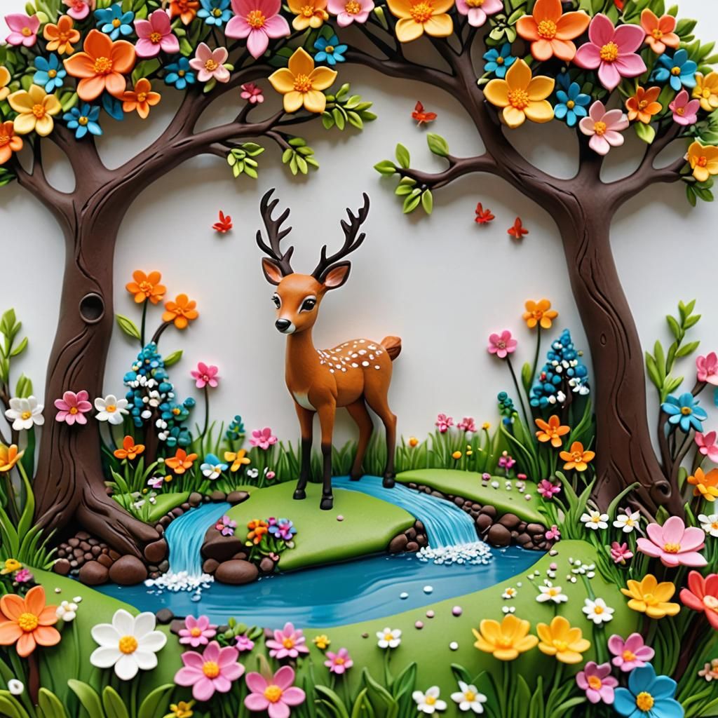 Enchanting Polymer Clay Meadow Scene