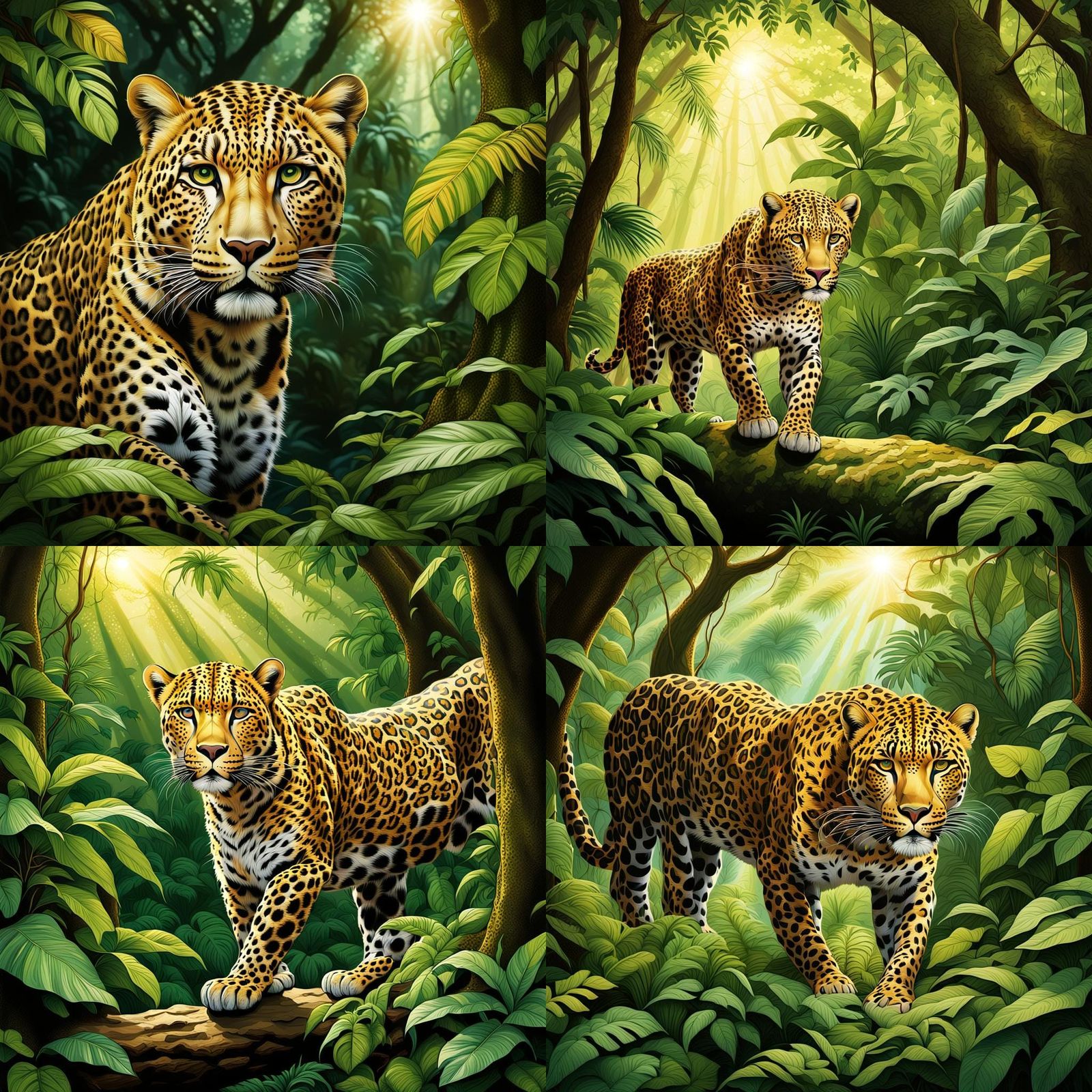 Leopard Prowling Through Jungle: 3D Digital Art