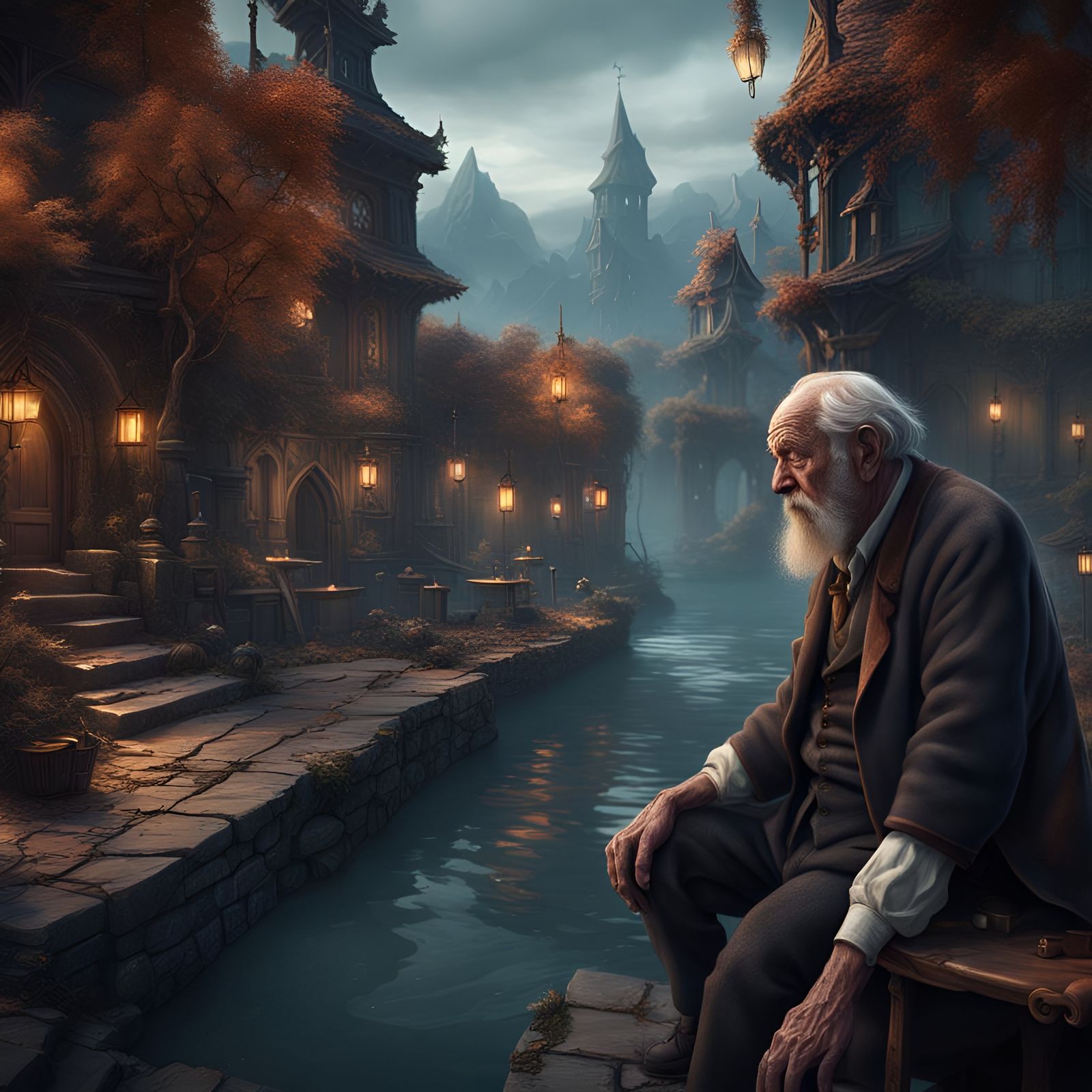 A Sad, Drunk Old Man: Detailed Matte Painting