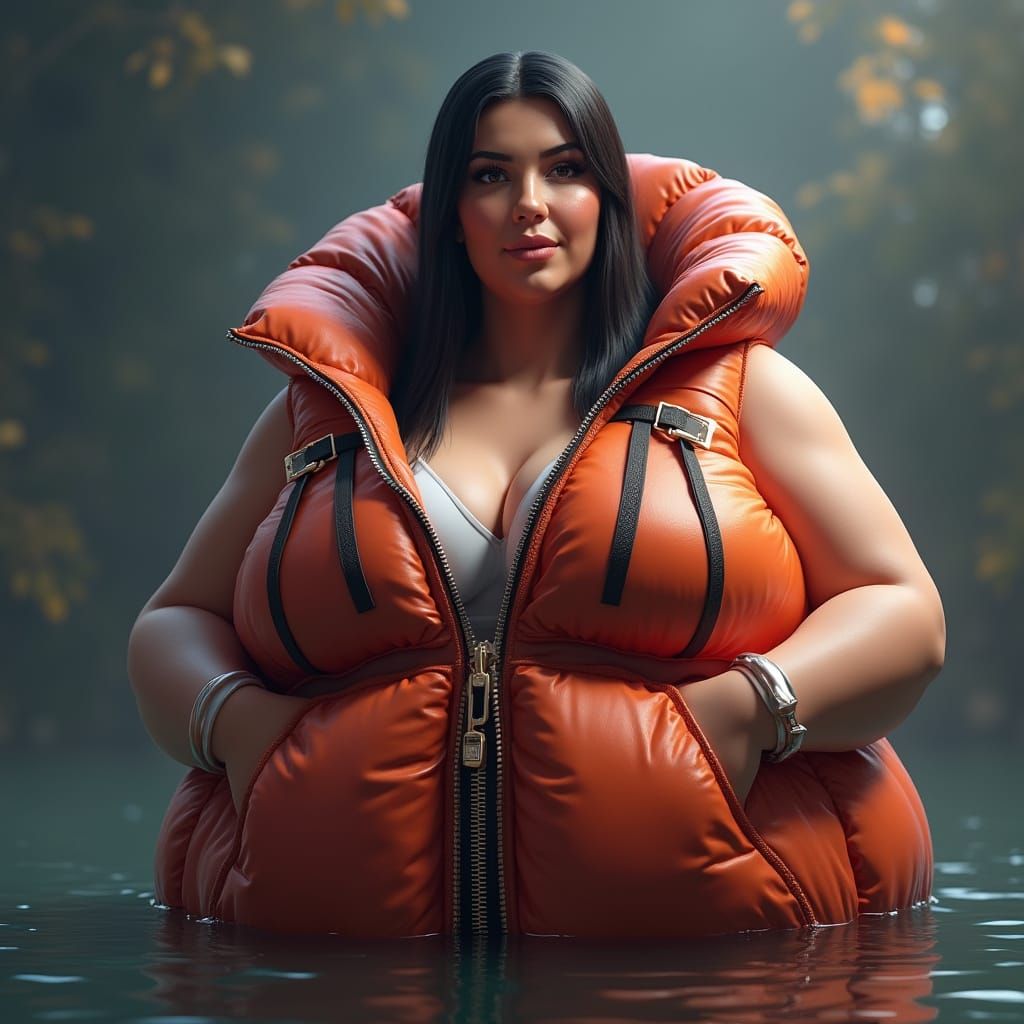 Fantastical Portrait of a Plump Celestial Figure in a Zipper...