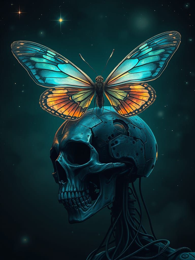 Raypunk Neo-Gothic Noir Butterfly on Forgotten Robot