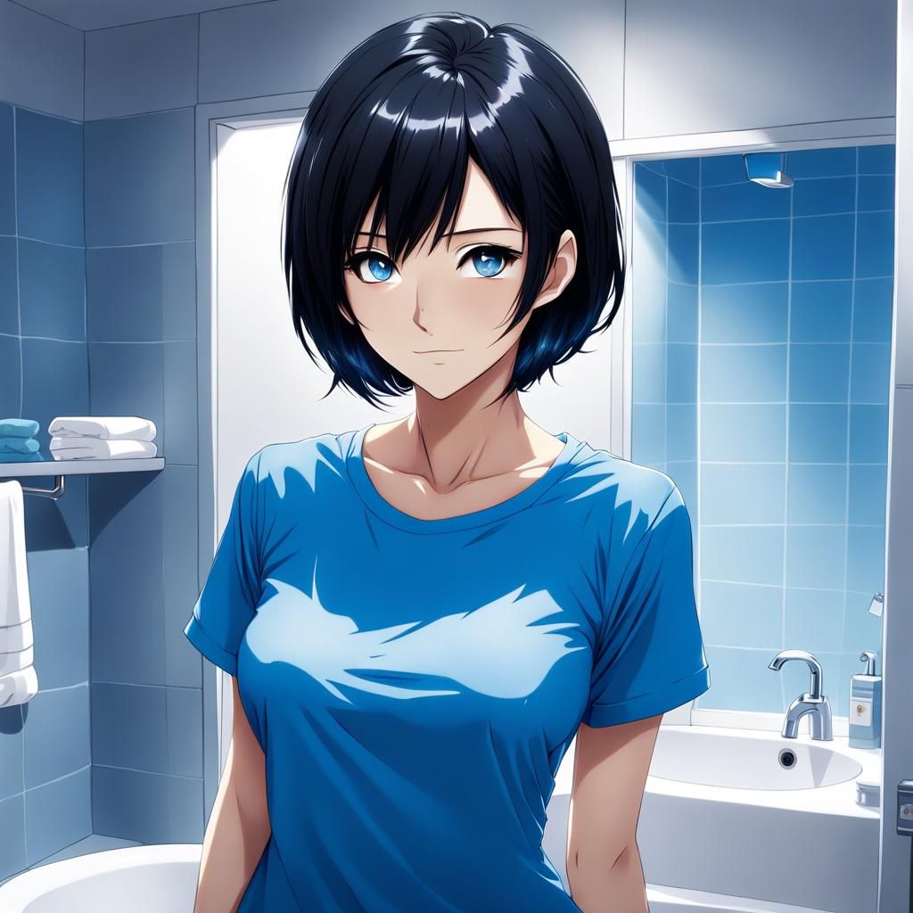 Anime Woman in Bathroom, Manga Key Visual