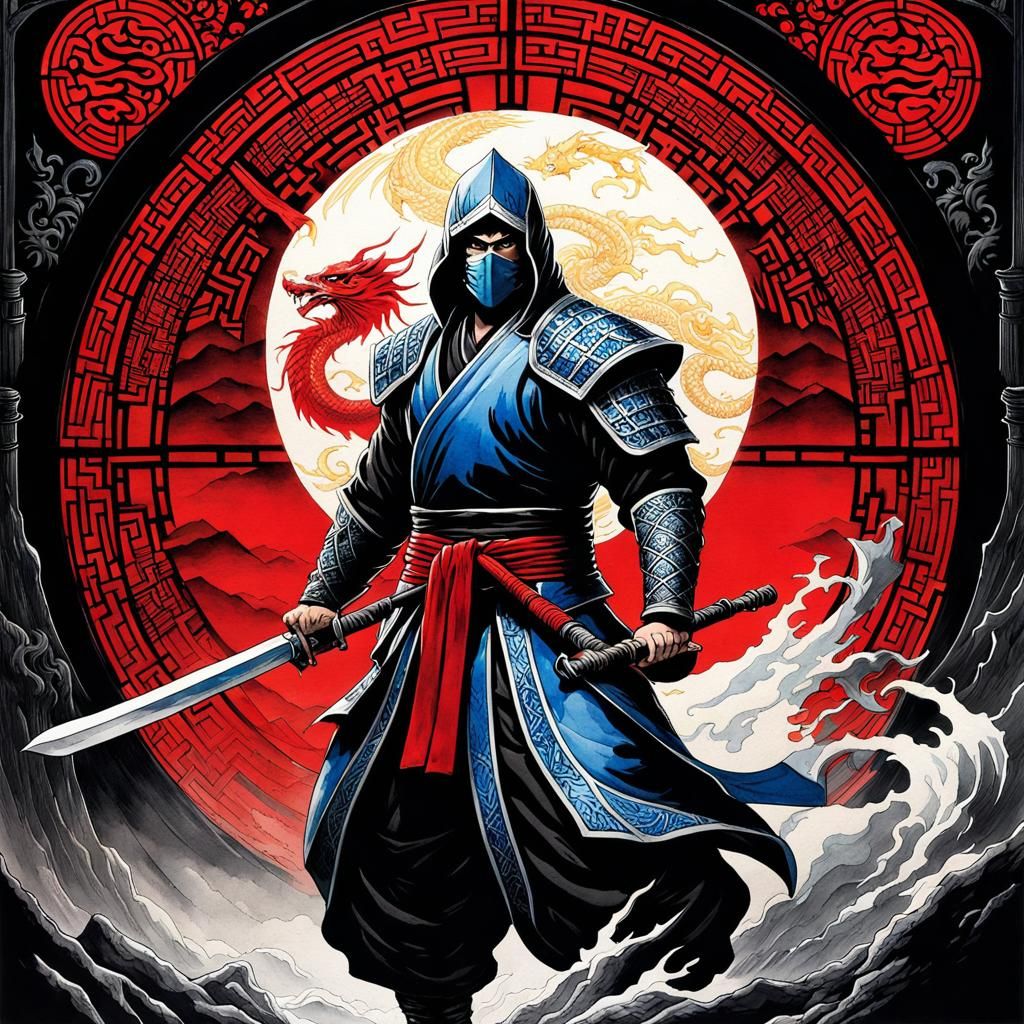 Monochrome Watercolor: Sub-Zero, The Last Ronin