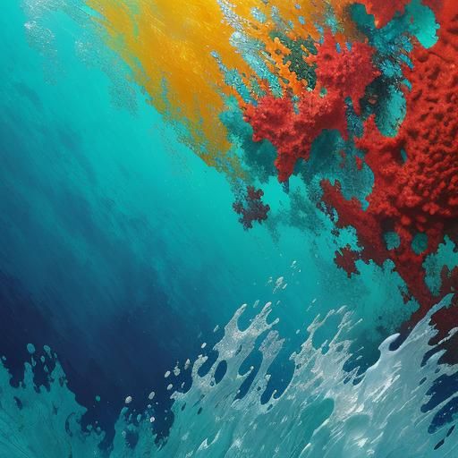 Cubist Coral Reef Art in Abstract Expressionism Style