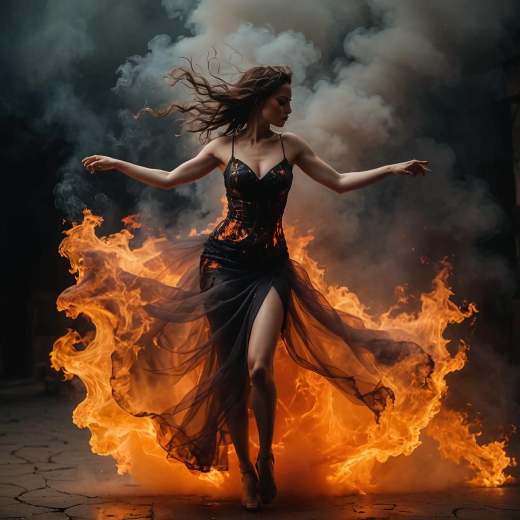 Smokedance: Woman Dancing in Fire and Nightmares