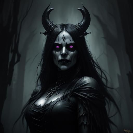 Dark Fantasy Mummy Priestess Eating a Heart