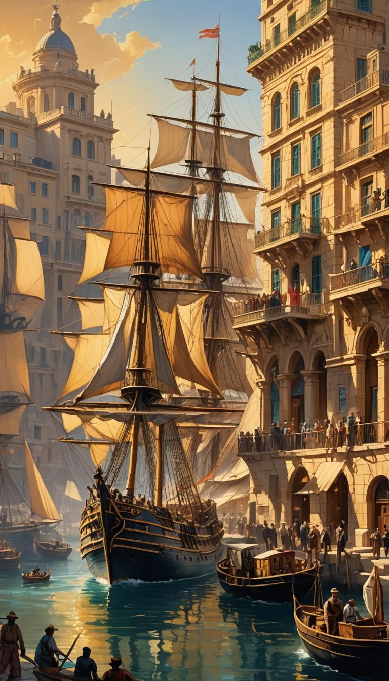 Pharaon Ship Navigates Marseille Port: 19th Century Maritime...
