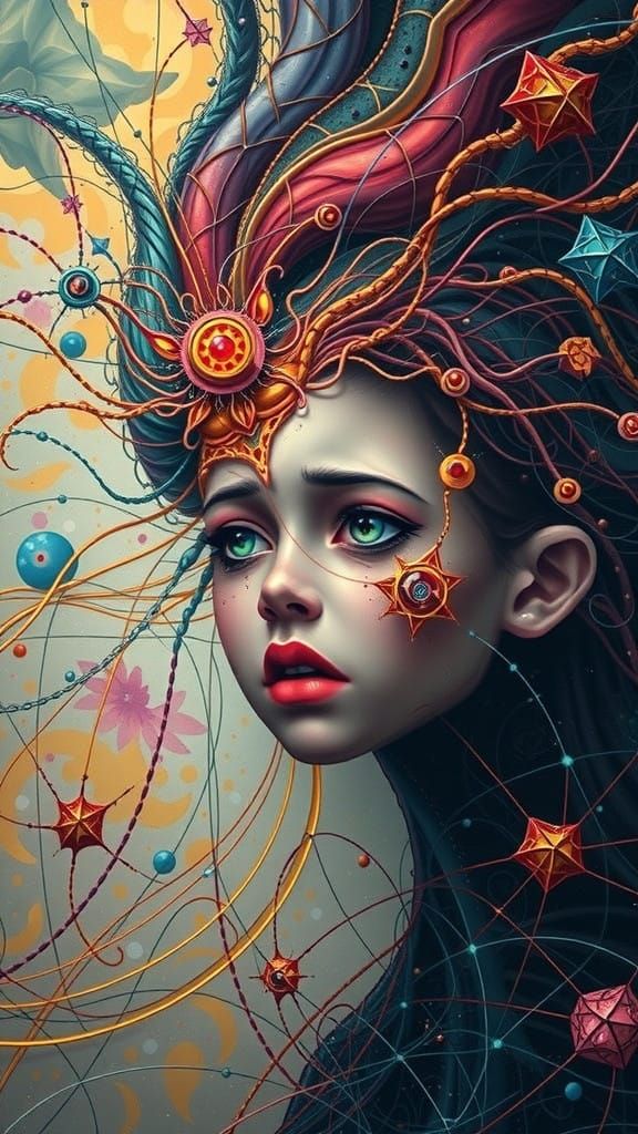 Dark Fantasy Neuroart Abstraction in Cyberpunk Style