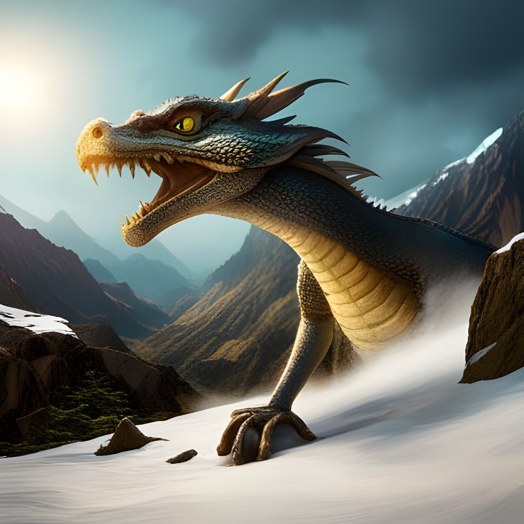 Ancient Dragon with Shimmering Scales in 3D