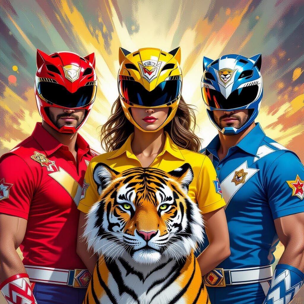 Men and Woman with Animal Spirit Helmets in Dynamic Suits