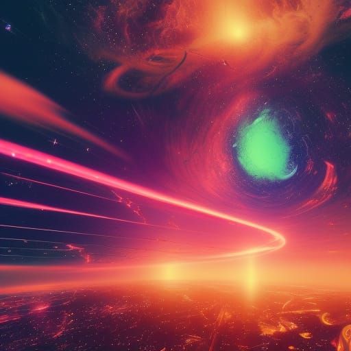 Universe Crashing into Neo Tokyo in Cyberpunk Style
