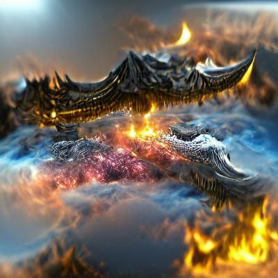 Cosmic Dragon Flame in Detailed Matte Painting