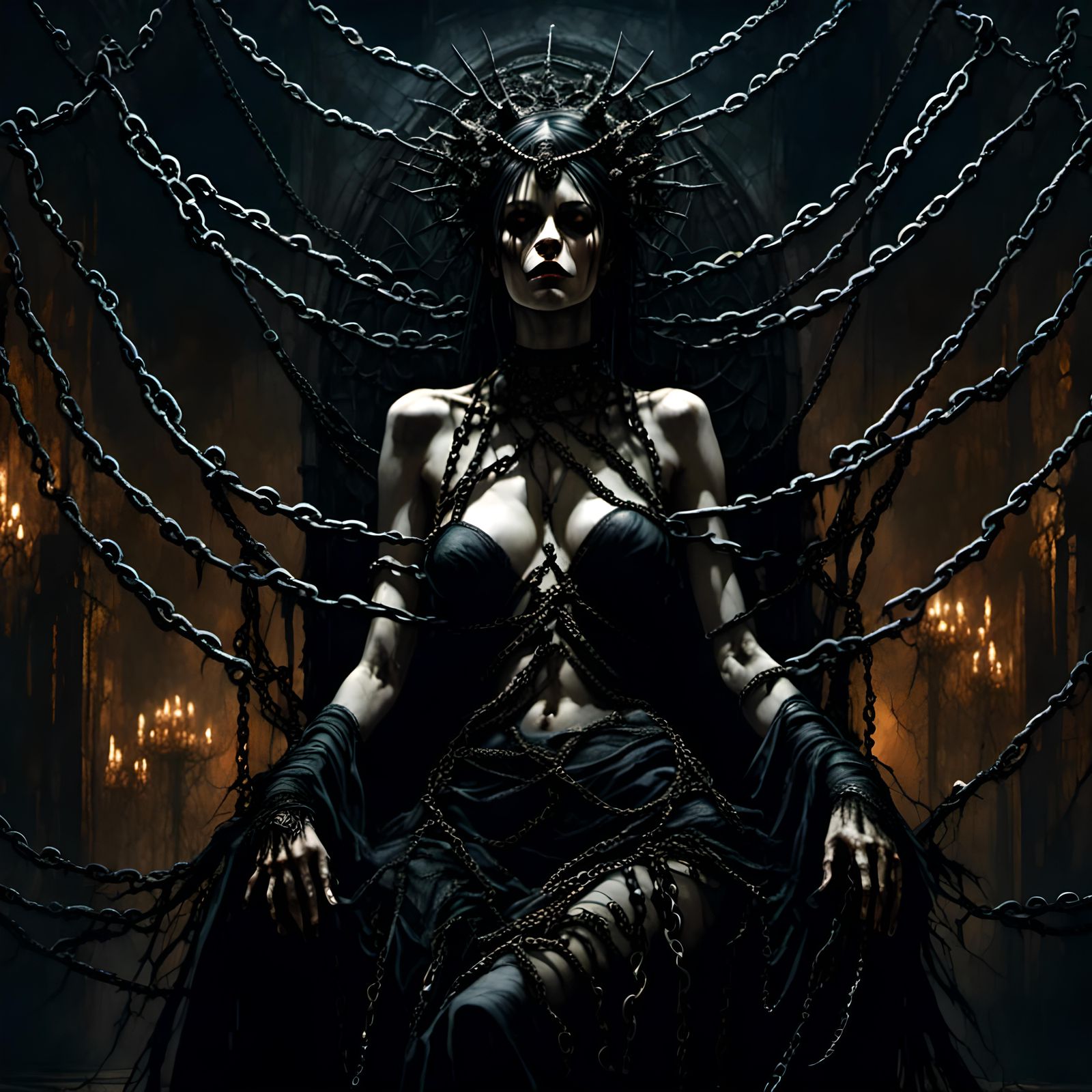 Demon Queen in Chains: A Dark Fantasy Portrait