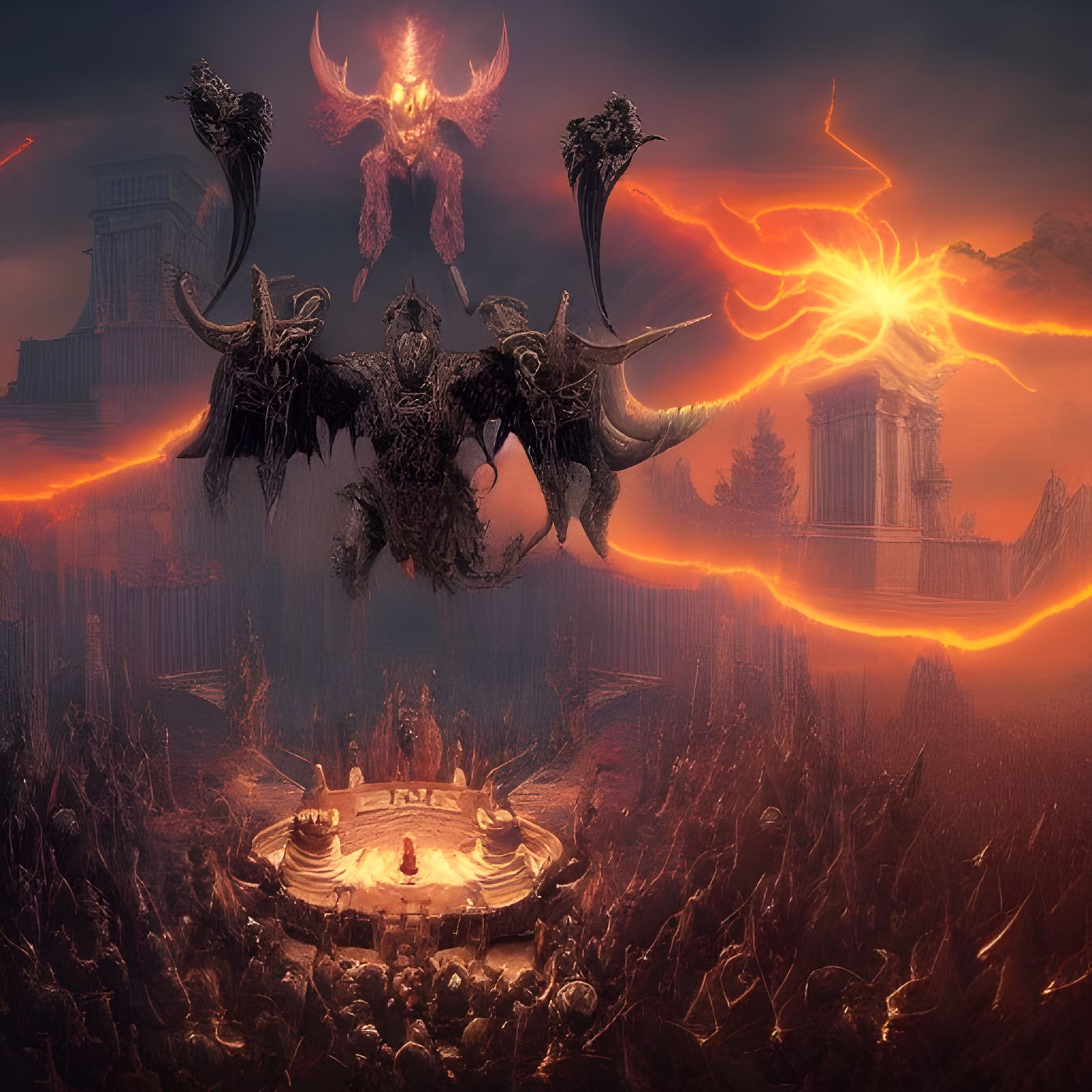 Epic Battle: Diablo Versus God in Digital Art