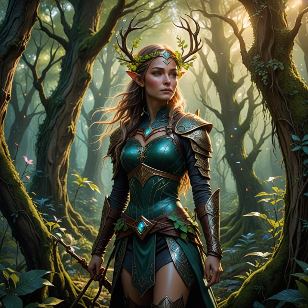 Ethereal Forest Goddess in Elven-Inspired Attire