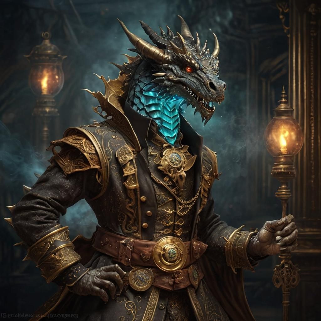 Dragon in Top Hat Attends Ballroom Dance