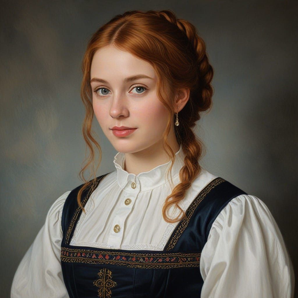 Icelandic Woman Portrait in Baroque Oil Painting Style