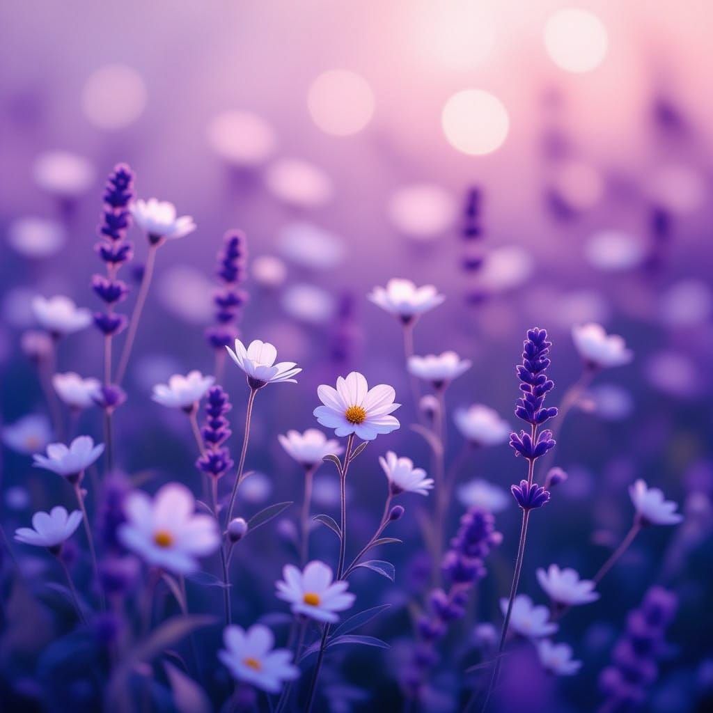 Dreamy Purple Floral Background with Ethereal Light