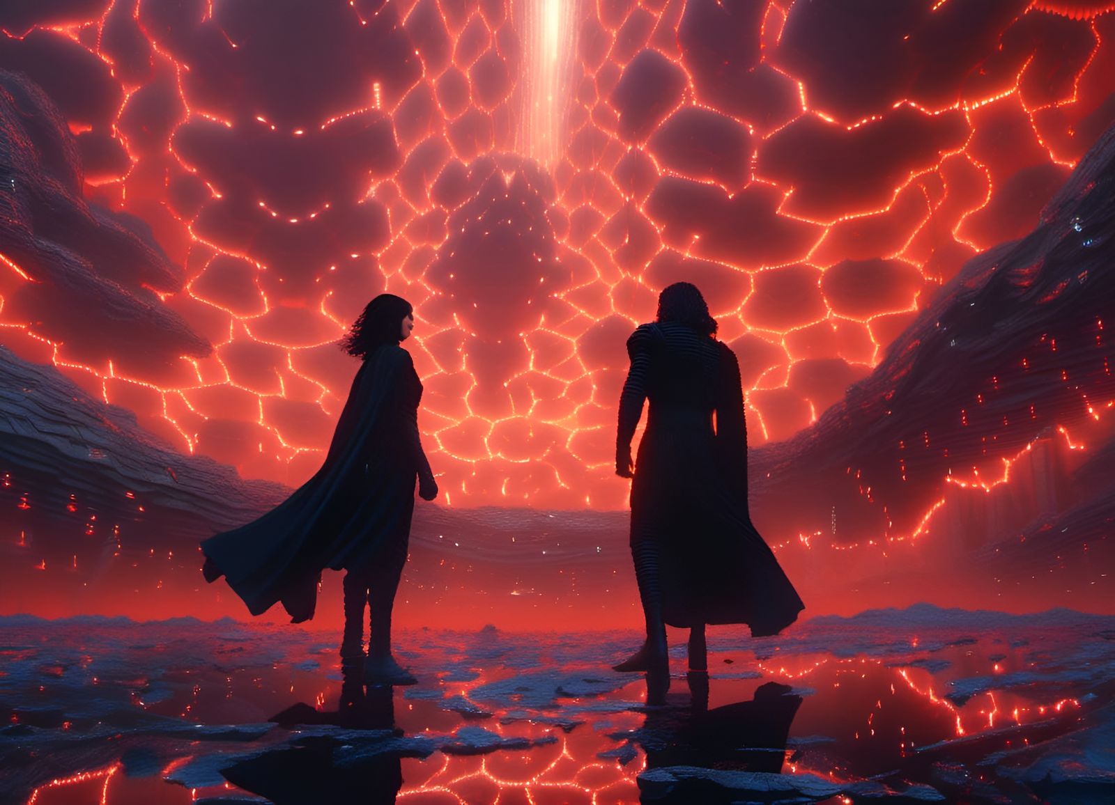 Telepathic Connection in Surreal Mindscape