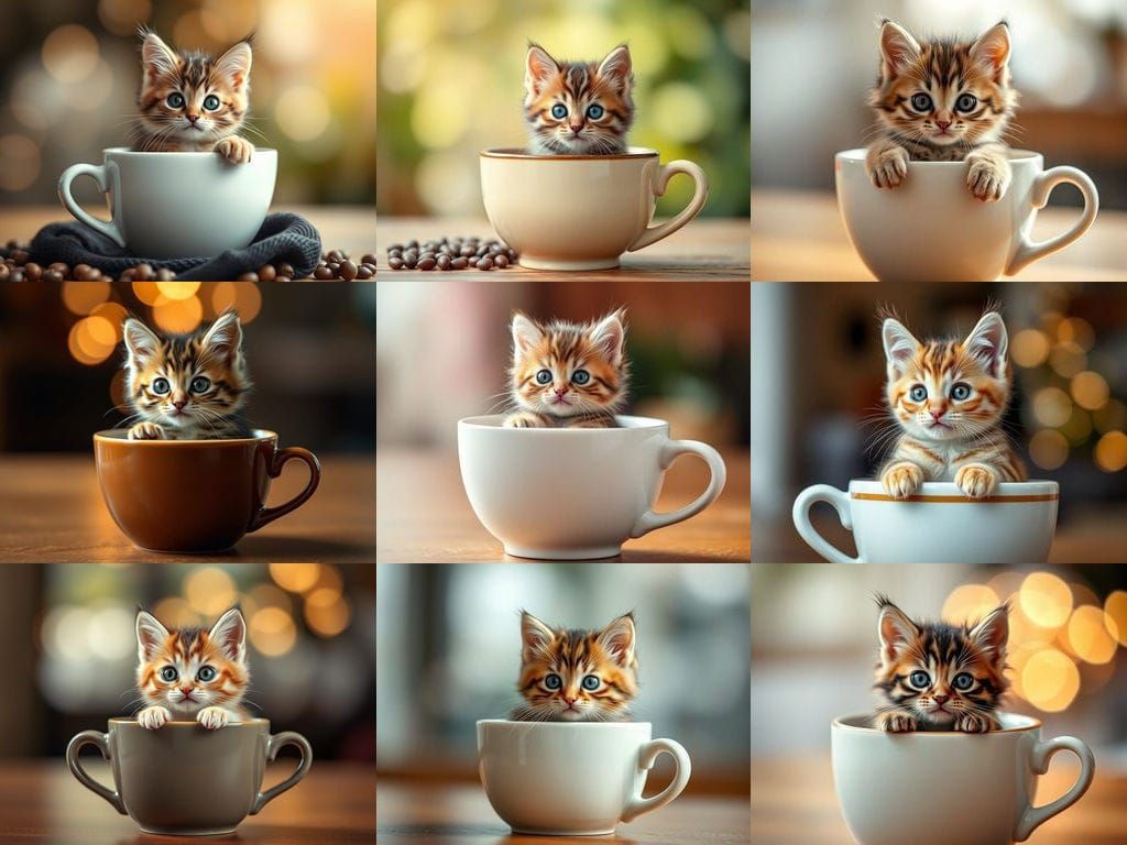 Cute Kitten in Coffee Cup - Whimsical Moment Captured