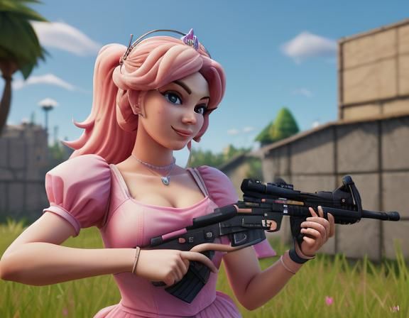 Princess Peach vs Cube Queen in Fortnite Style