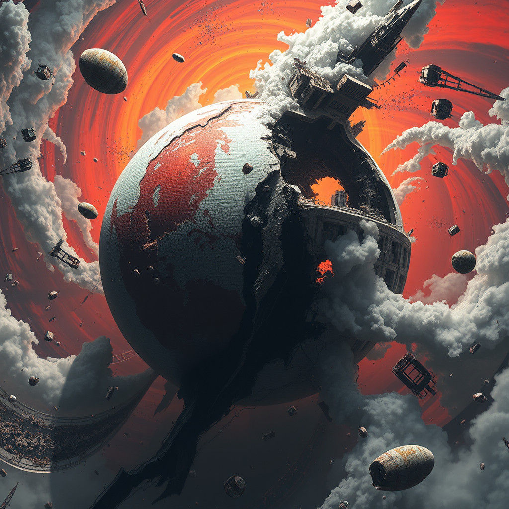 Cataclysmic Comet Impact on Earth in Sci-Fi Style