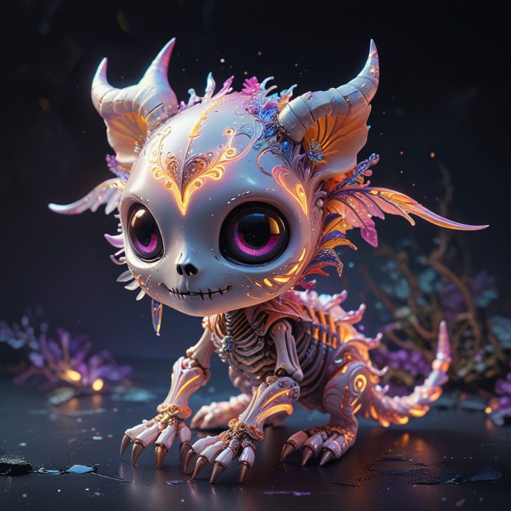 Vibrant Fantasy Skeleton Reveals Mystical Landscape