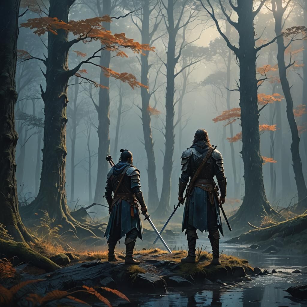 Epic Fantasy Warrior in Mystical Forest