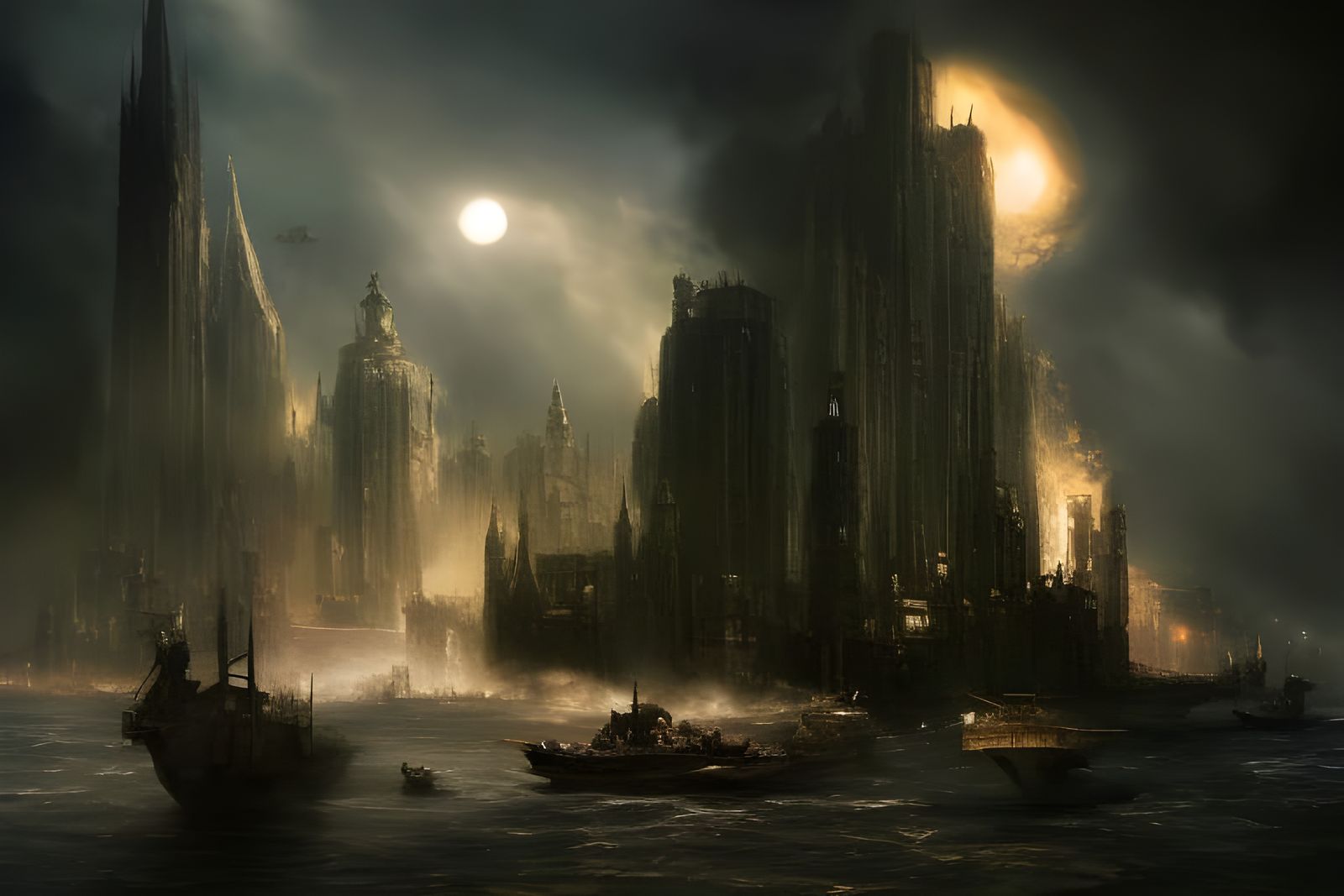 Surreal Future City with Bizarre Creatures