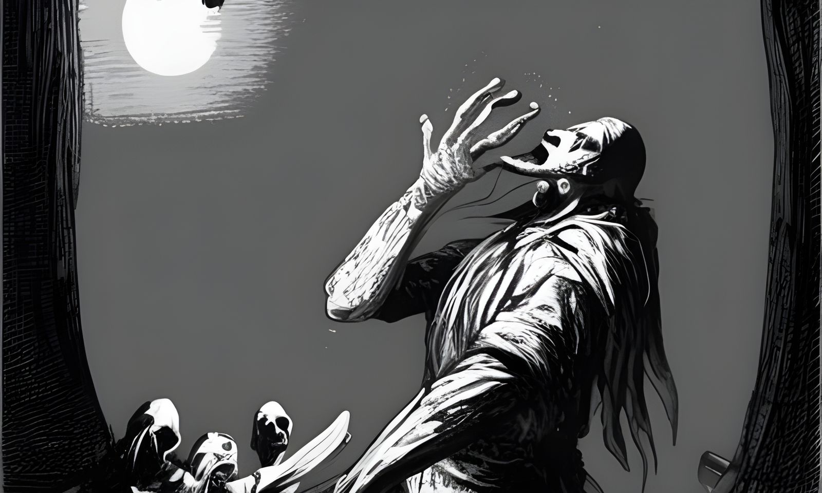 Baba Yaga Illustration in Gothic Horror Style