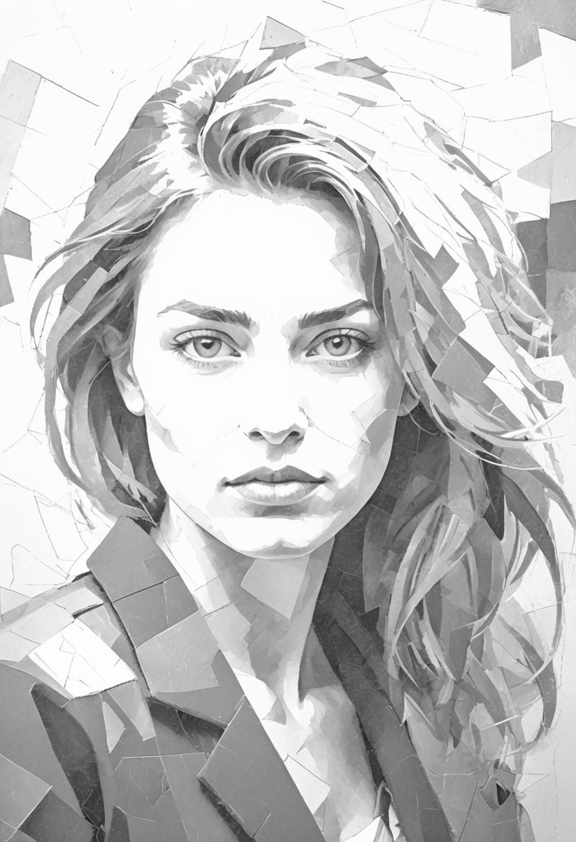 Cubist Portrait of a Young Woman in Abstract Style