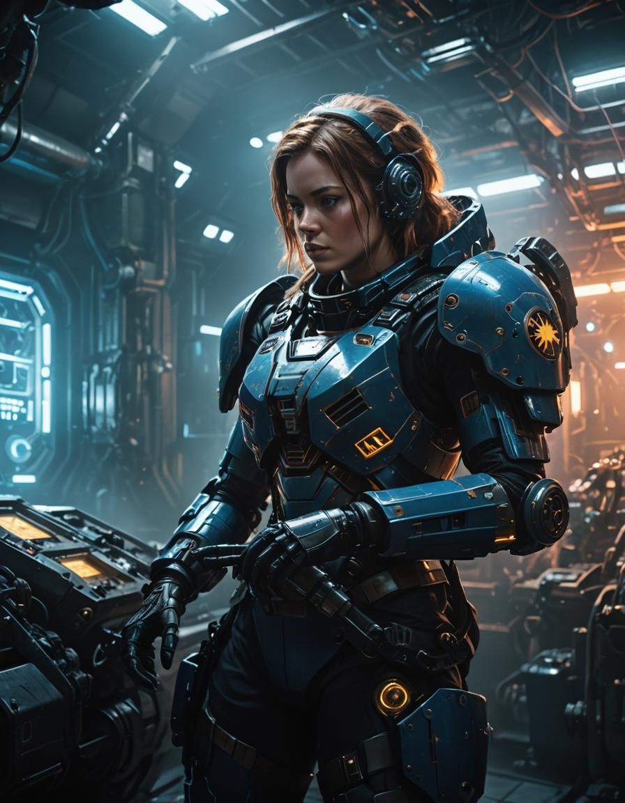 Cyberpunk Warrior in Gritty Neon Landscape