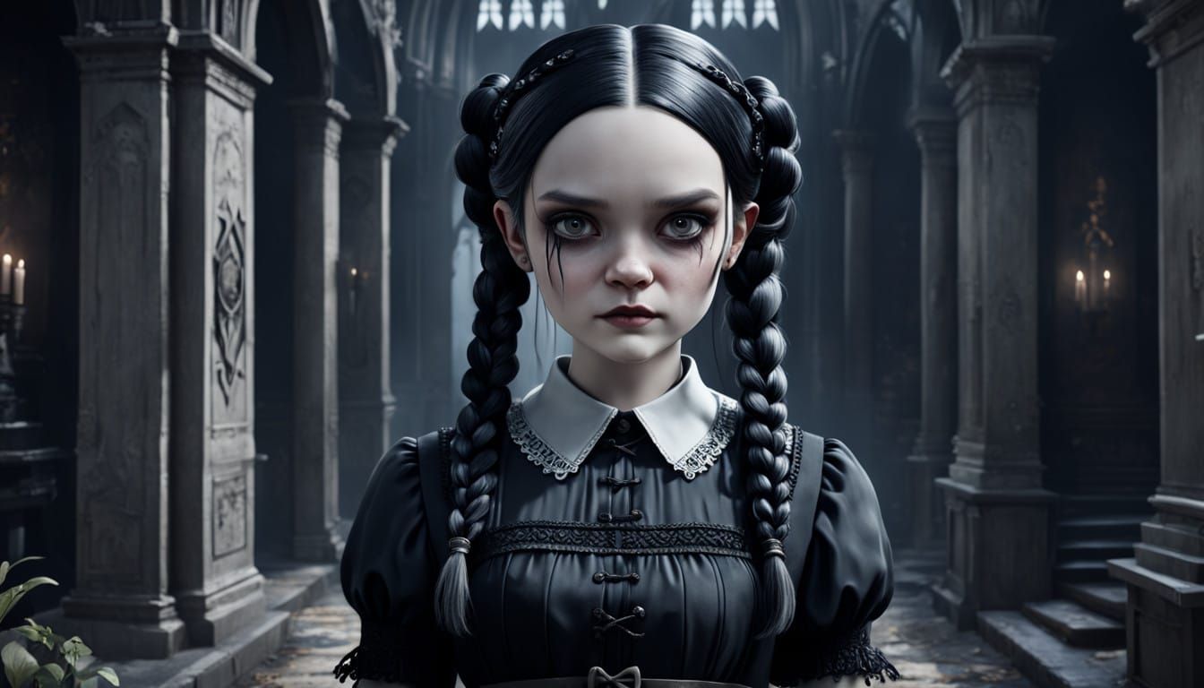 Wednesday Addams in Gothic Style Digital Art