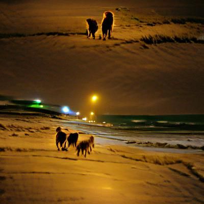 Dogs Wander on a Cold Christmas Night