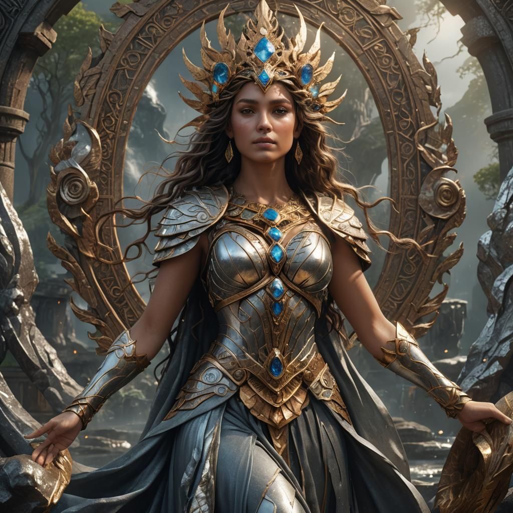Goddess of Elements: Bronze and Silver Fantasy Art