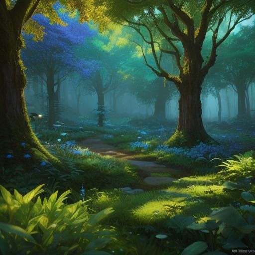 Elves Dancing in Luminous Forest: Fantasy Concept Art