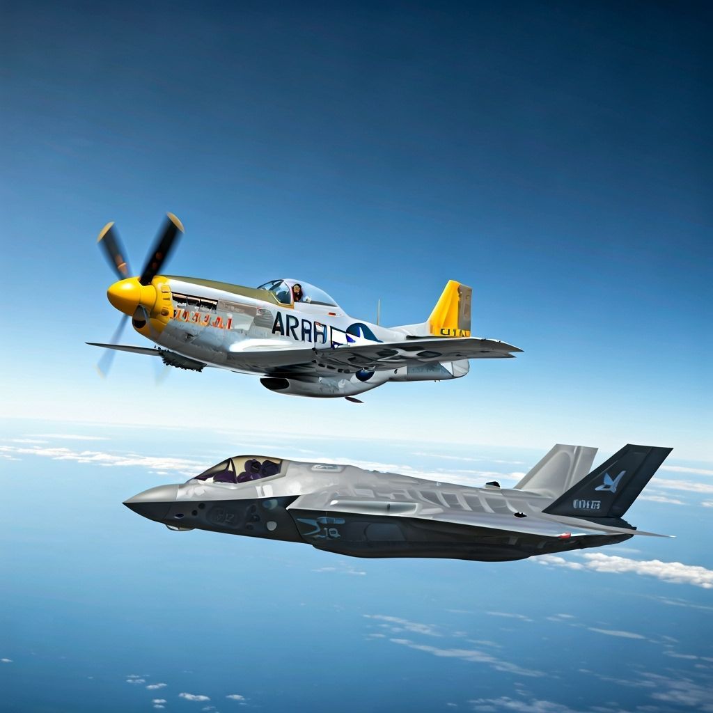 P-51 Mustang and F-35 Lightning Flying Together