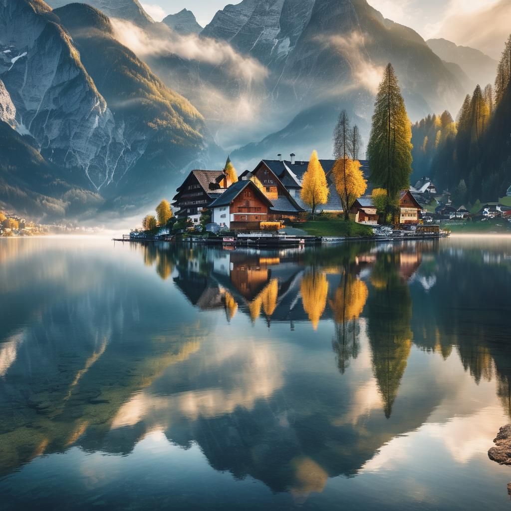 Stunning scenery Hallstatt, Austria, pittoresque village loc...