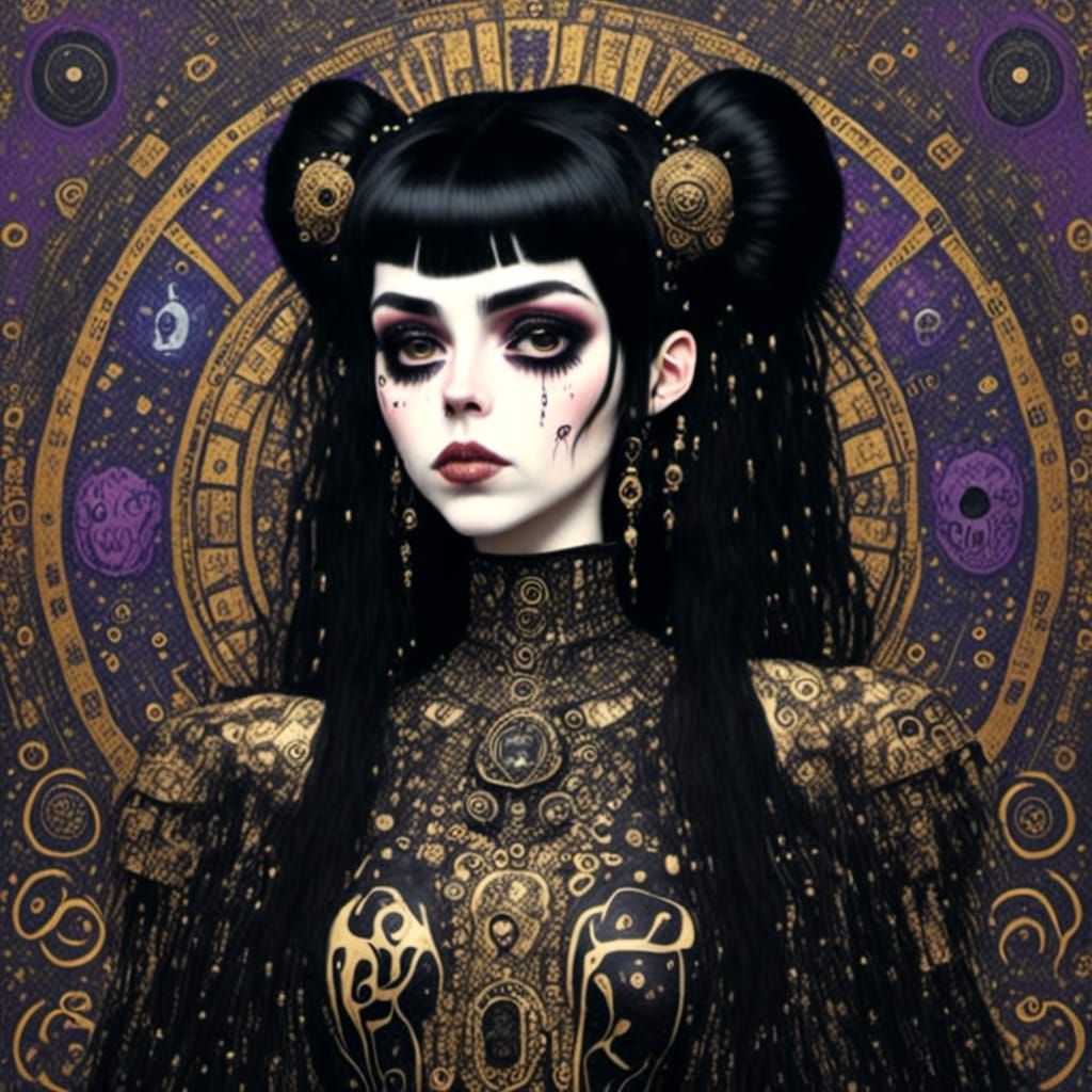 Pixel Art Close-Up of a Goth Girl