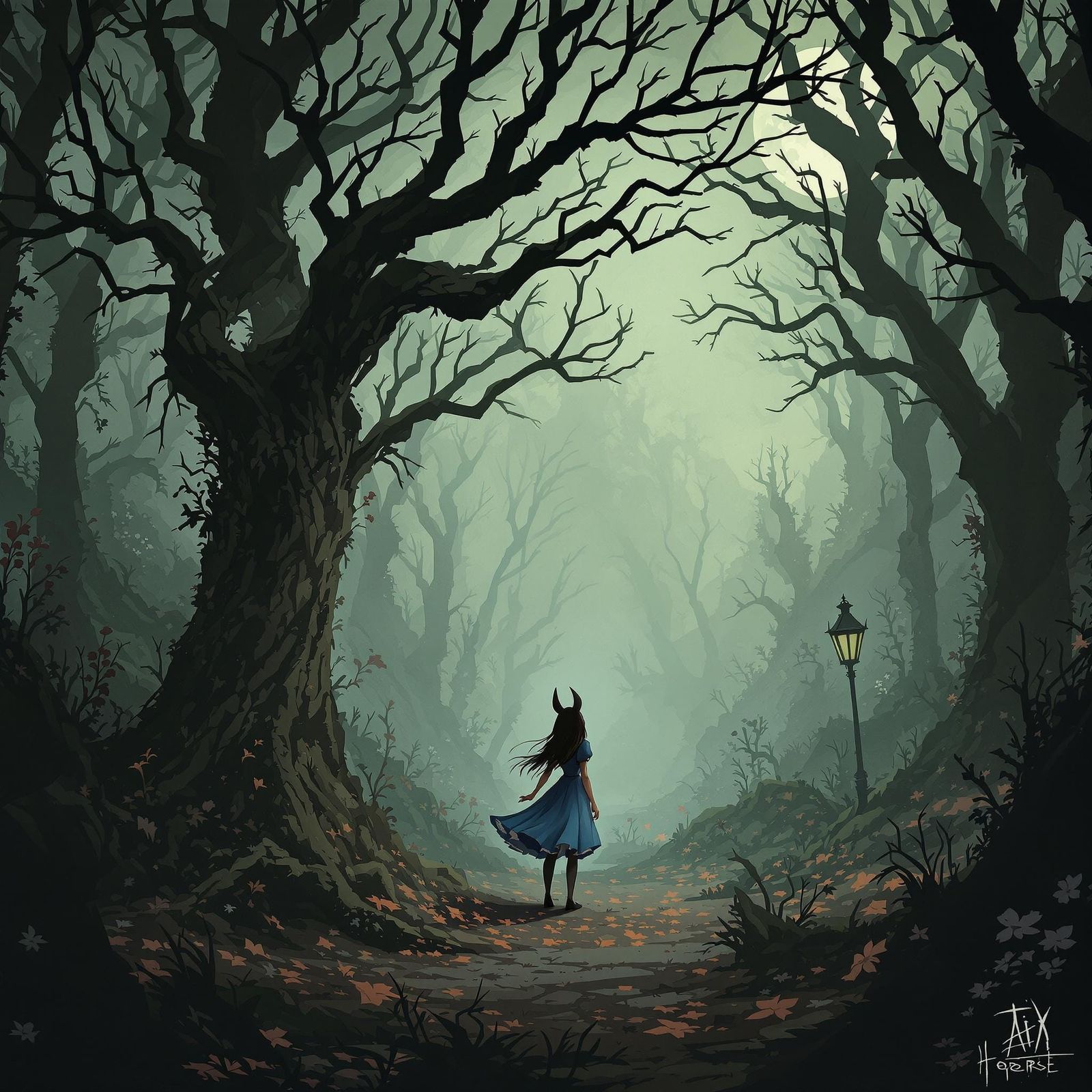 Dark Fantasy Wonderland in Tim Burton Style