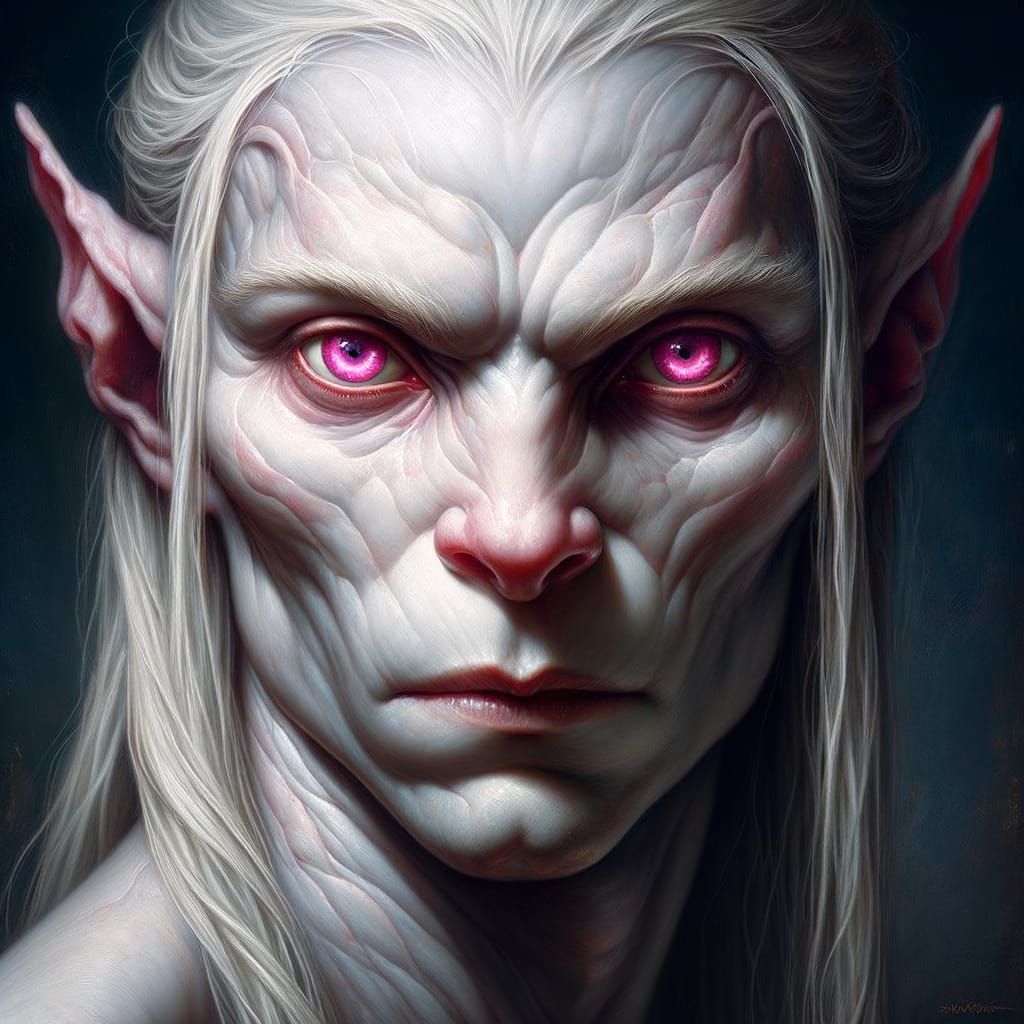 Sinister Half-Orc in Renaissance Oil Painting Style