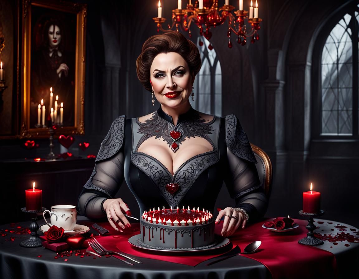 Gothic Horror Portrait of Woman with Scary Smile