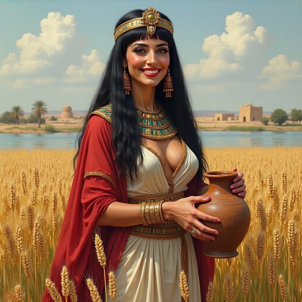 Egyptian Goddess of Beer in Majestic Barley Field