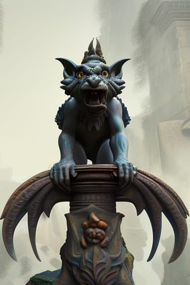 Detailed Stone Gargoyle Fantasy Concept Art