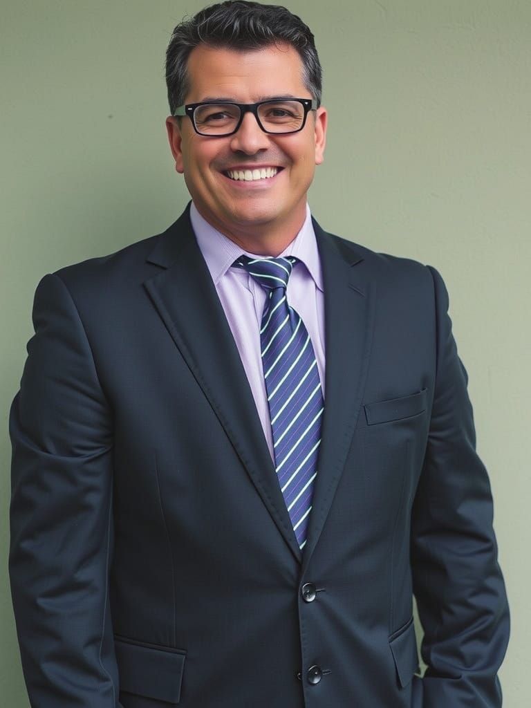 Professional Politician Portrait with American Flag Elements