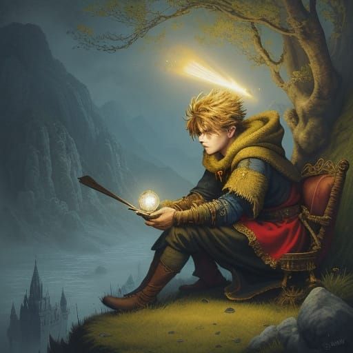 Boy as a Magical Elf with Golden Heart Glow